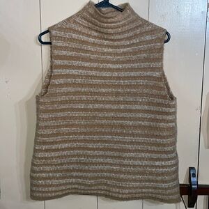 j.ING mock turtleneck vest, camel and cream, size small